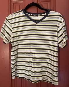 Polo Jeans Ralph Lauren Damen gestreiftes Crop Tee V-Ausschnitt Gr. Large - Bild 1 von 15