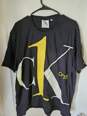 CK1 Men's Calvin Klein Logo Black T-shirt SIZE XXL Logo Cotton Crew Neck Tee - Image 1 of 4