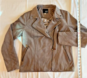 KUT From The Kloth, Women's Size Medium, Dark Greige Faux Suede Moto Jacket - Picture 1 of 8