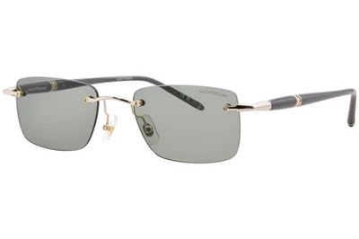 Mont Blanc MB0344S 005 Sunglasses Men's Gold/Grey/Green Rectangle Shape 54mm - Image 1 of 4
