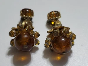 Vintage 50er Jahre Elsa Schiaparelli signierte Kunst Glas Strass schicke Clip-On Ohrringe - Bild 1 von 12