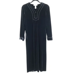 Oscar de la Renta Velour Hausmantel Damen S schwarz Vintage Old Money Klassiker - Bild 1 von 20