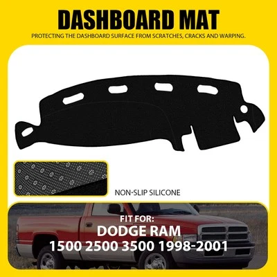 Black Mat Dash Cover Dashmat Dashboard for Pad 98-01 Dodge Ram 1500 2500 3500 Foto 1 de 4