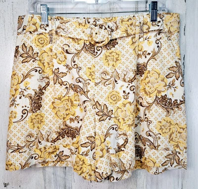 Pantalones Cortos Maison d'Amelie Mezcla de Lino Cinturón Puños Floral Mujer 12 Playa Tropical Foto 1 de 4