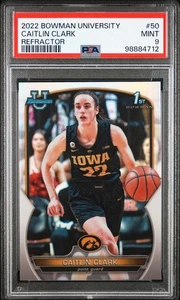 Caitlin Clark 2022 Bowman Chrome University Refractor #50 Iowa Hawkeyes PSA 9 - Picture 1 of 2
