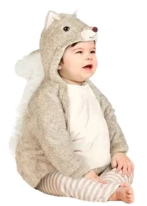 Infant Boys Plush Gray Squirrel Baby Costume Hooded Pull-Over 0-6 Months - Picture 1 of 1