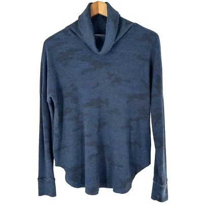 Michael Stars Blue Camo Print Cotton Waffle Knit Top Size Small - Изображение 1 из 4