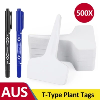 500pcs Plastic Plant Labels Garden Markers Gardening Name T-type Tags Herbs Pots - image 1 of 4