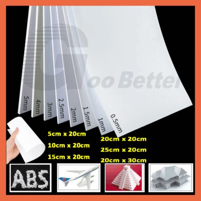 ABS Plastic Sheet Plate Board Model DIY Project White 0.5/0.8/1/1.5/2/2.5/3mm - Image 1 of 4