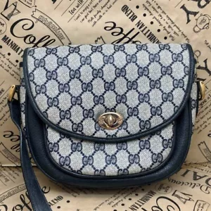Gucci OLD Gucci Bolso de Hombro Bandolera Bolso Bolsillo PVC Cuero Gris Negro - Imagen 1 de 18
