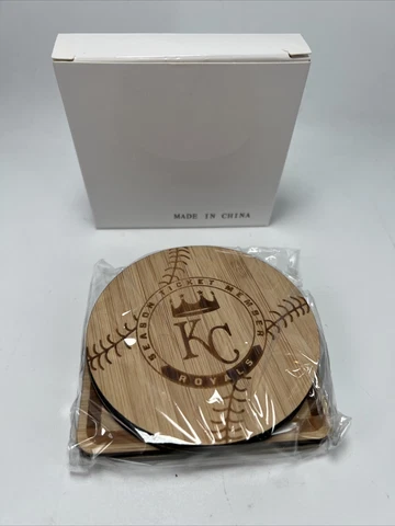 Kansas City Royals wood coasters set season ticket exclusive Set Baseball Gift Cover