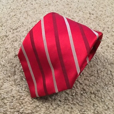 Corbata Jones New York roja/gris a rayas 100 % seda Foto 1 de 4