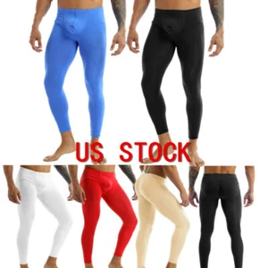 Pantalones largos de seda helada suave ropa interior calzas térmicas bolsa abultada Johns para hombre - Imagen 1 de 57