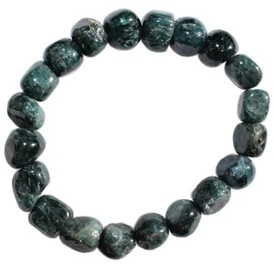 Premium CHARGED Natural Blue Green Apatite Crystal Nugget Stretchy Bracelet - Picture 1 of 10