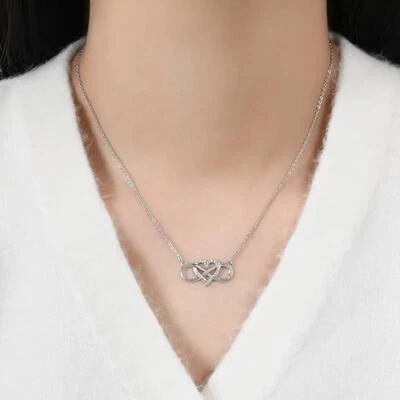 Unendlich/Infinity, Damen Halskette versilbert 925er, Edelstahl, tolles Design! - Bild 1 von 4