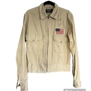Vintage Ralph Lauren Double RL Men's Khaki Canvas Military Field Jacket - Size S - Picture 1 of 14