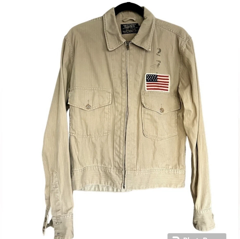 Vintage Ralph Lauren Double RL Men's Khaki Canvas Military Field Jacket - Size S - Image 1 of 4