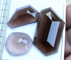 56.90 CT SMOKEY QUARTZ FANCY BRIOLETTE CUT BACK FLAT ALL NATURAL LOOSE GEMSTONE - Picture 1 of 4