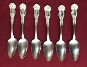 Spoon 6 Piece Lot~1910 Wm Rogers & Son AA Orange Blossom Silverplate Fruit spoon - Picture 1 of 6