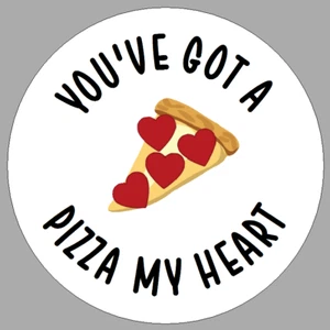 x24 Circular You've Got a Pizza my Heart Stickers Valentine Fun Gift Labels - Picture 1 of 1