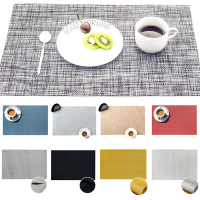 Rectangle Braided Thick Insulation Pad Tableware Mats Non-Slip Placemats Decor - Image 1 of 4