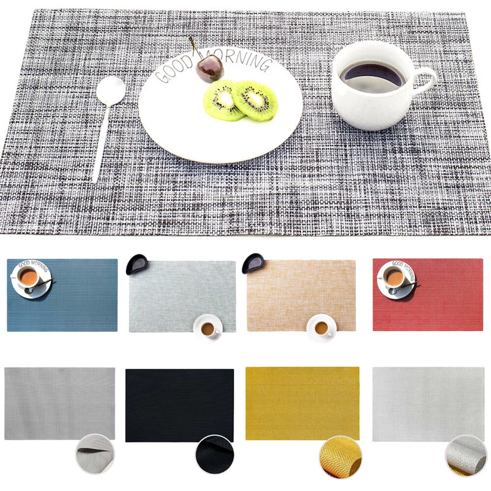 Rectangle Braided Thick Insulation Pad Tableware Mats Non-Slip Placemats Decor - Image 1 of 4
