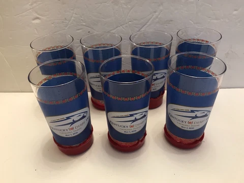 SET OF 7 KENTUCKY DERBY #136, 2010 MINT JULEP GLASSES, WITH WAX BOTTOMS & HOLOGR Cover