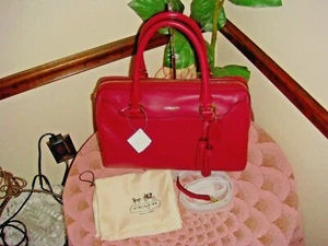 NWT  COACH  LEATHER HALEY SATCHEL WITH STRAP  24622  BRASS/DEEP PORT - Picture 1 of 12