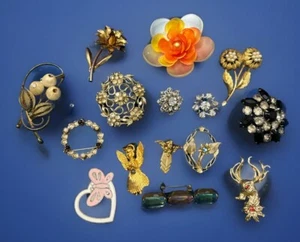 Vintage Unsigned Brooch Lot Of (15) - Picture 1 of 6