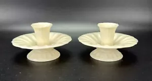 Lenox Flower Petal Ivory Off-White Vintage Candlestick Taper Candle Holder Pair - Picture 1 of 11