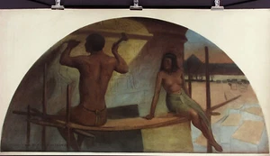 J ALEXANDER Antik um 1915-21 großer handkolorierter Schmirgeldruck ÄGYPTISCHE HIEROGLYPHEN - Bild 1 von 1