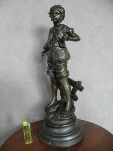 victoria figure cherub child fish FRENCH ART DECO sculpture antique statue old - Picture 1 of 12