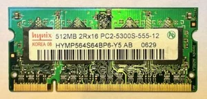 HYMP564S64BP6-Y5 Hynix 512MB PC2-5300 DDR2-667MHz Non-ECC Unbuffered CL5 200-Pin - Picture 1 of 1