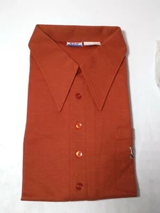 Ely & Walker Men’s Sz L Orange Half Sleeve Button Up Shirt Permanent Press  - Picture 1 of 4