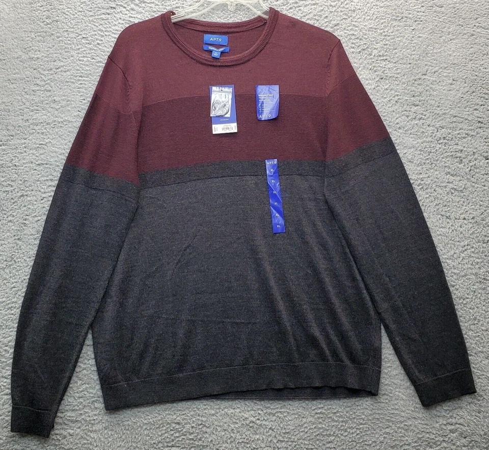 Apt. 9 Suéter Masculino XL Multi Colorblock Malha Manga Longa Gola Redonda Pulôver Macio - Imagem 1 de 4