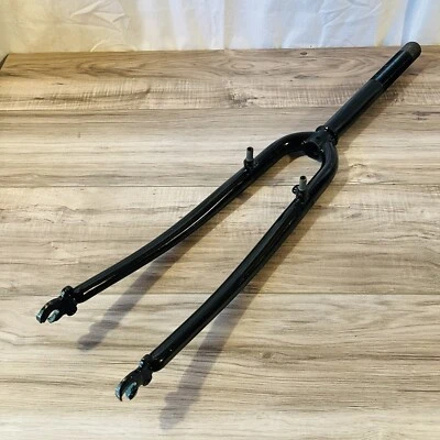 1 1/8 Threaded 700C Steel Hybrid Fork 250mm Steerer 120mm Thread Rim Brake - Image 1 of 4