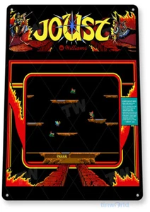 INSEGNA IN LATTA Joust Arcade, anni 80, retrò, console, tendone, arredamento sala giochi, A456 - Foto 1 di 2