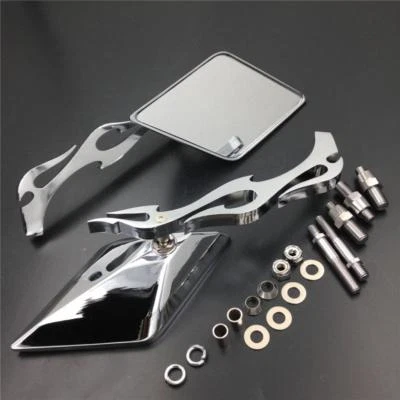 CNC Diamond Flame Rearview Mirrors For Harley Dyna Softail Sportster Touring Foto 1 de 4