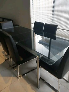 Glass Dining Table with 6 chairs - Picture 1 of 4