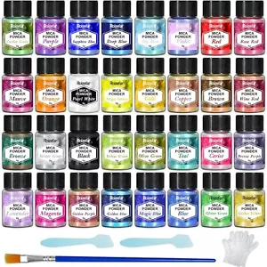 Mica Pigment Pulver – 32 Farben für Epoxidharz, Seifen & DIY | inkl. Zubehör - Bild 1 von 1