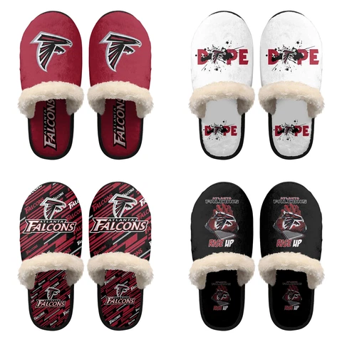 Atlanta Falcons Plush Slippers Unisex Winter Non-slip Fluffy House Shoes GIfts Cover