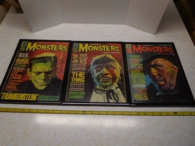 3 Vintage Classic Monsters of Filmland #'s 56,62 & 64  In Black Frames - Image 1 of 4