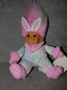 Troll Puppe 6 Zoll Russ Plüsch weich Osterhase Hase rosa Blumen - Bild 1 von 1