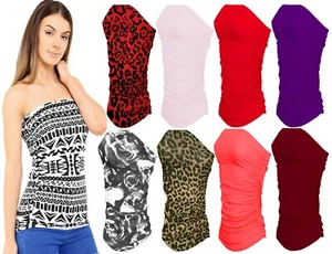  Gilet da donna donna senza spalline arricciati senza maniche tubo fascia top UK taglie - Foto 1 di 24