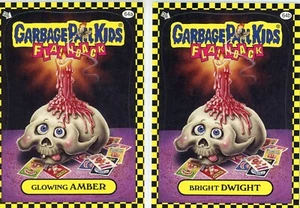 Garbage Pail Kids Flashback 1 GLOWING AMBER & BRIGHT DWIGHT 64A/B Base Stickers - Picture 1 of 1