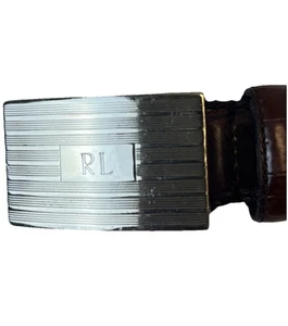 Ralph Lauren Women’s XS/S Brown Leather Belt Logo Buckle Ratchet Style Vintage - Picture 1 of 8