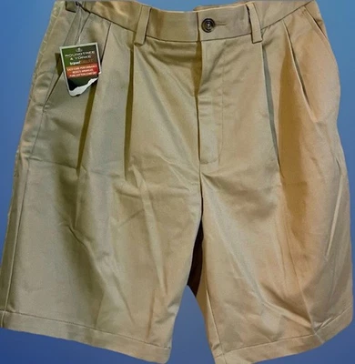 全新 Roundtree & Yorke Travel Smart Ultimate Comfort 棕褐色短裤 男式 32 全新带标签 卡其色 — 第 1/4 张图片