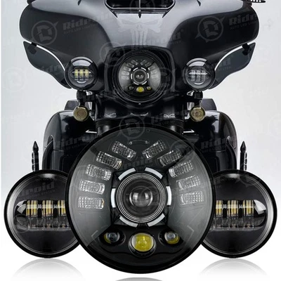 For Harley Ultra Classic Electra Glide FLHTCU 7" LED Headlight Fog Passing Lamp - Image 1 of 4