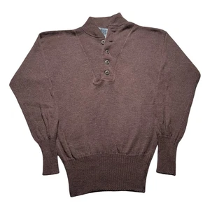 Vintage US Army Militär Wollpullover 5 Knöpfe Henley Herren Größe Large olivbraun - Bild 1 von 6