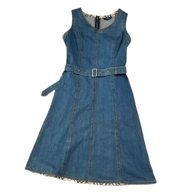 Burberry London Sleeveless A-Line Belted Denim Dress [BL/Size40/VG] LTD From JP - Image 1 of 4